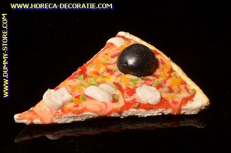 Pizza, punt, Champignon en Olijven - namaak (11x9 cm)